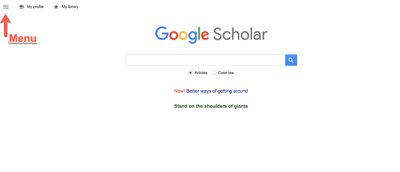 Google Scholar Menu