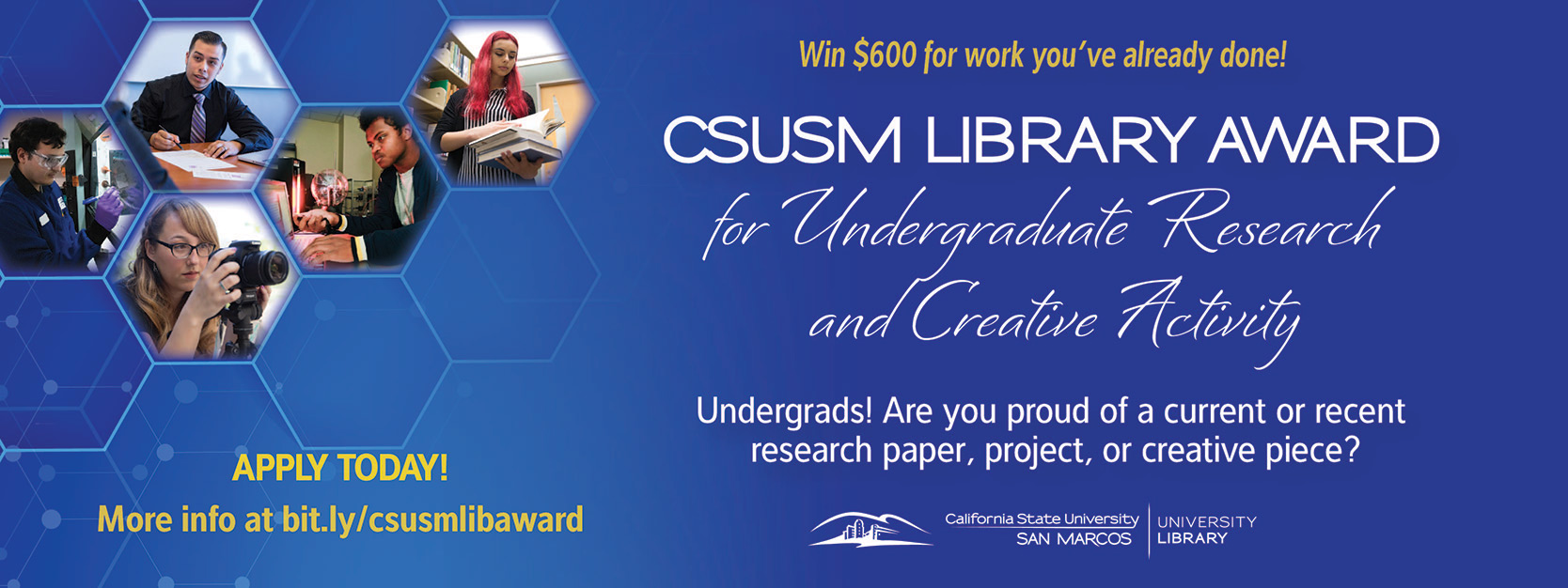 Image for the Spotlight on Apply for the Library Award for Undergraduate Research and Creative Activity