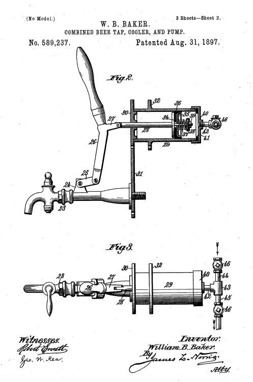 W.B. Baker tap handle patent, August 31, 1897.