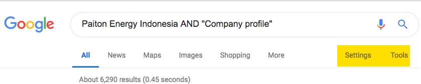 Google search strategy showing Paiton enegy Indonesia AND 